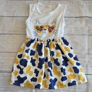 SHEIN Yellow and White Sleeveless Sundress